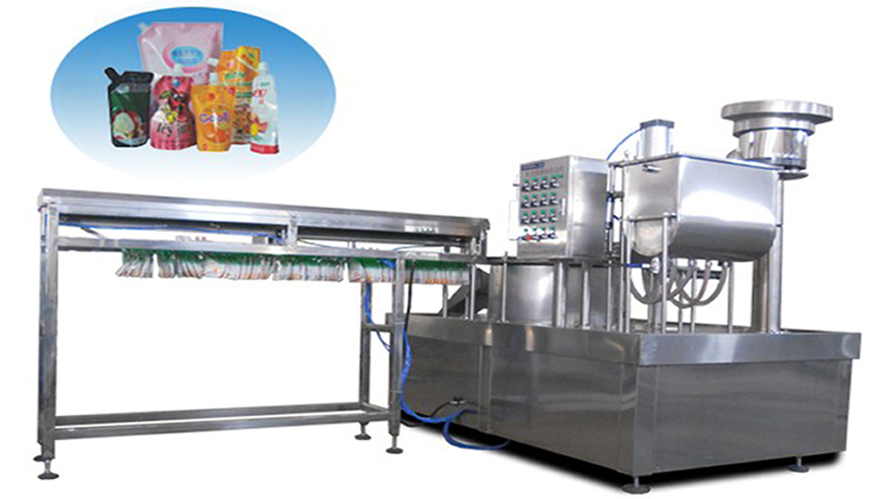 Stand up spout bags filling capping machine automatic with bag loading system for juice liquid jelly