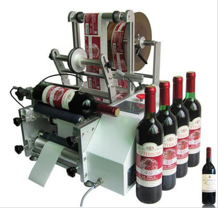 red wine bottles labeling machine manual labeler equipment glass bottle plastic container round shap