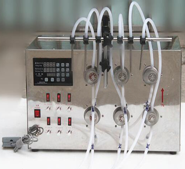 6 heads magnetic pump filling machine semi automatic tabletop filler for perfume oil liquid shampoo 