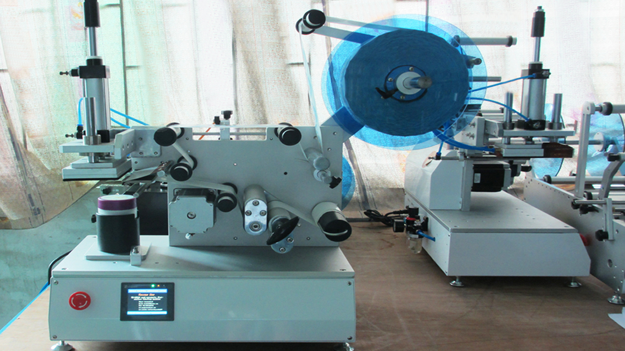 customized labeling machine for jars two sided semi automatic labeller top bottom labels for cosmeti