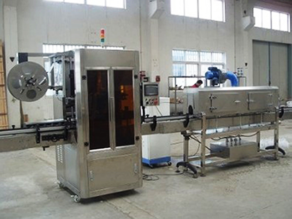 jars glass bottles sleeve shrink labeling machines fully automatic mineral bottles sleeve labeler shrinkage tunnel packaging machinery 