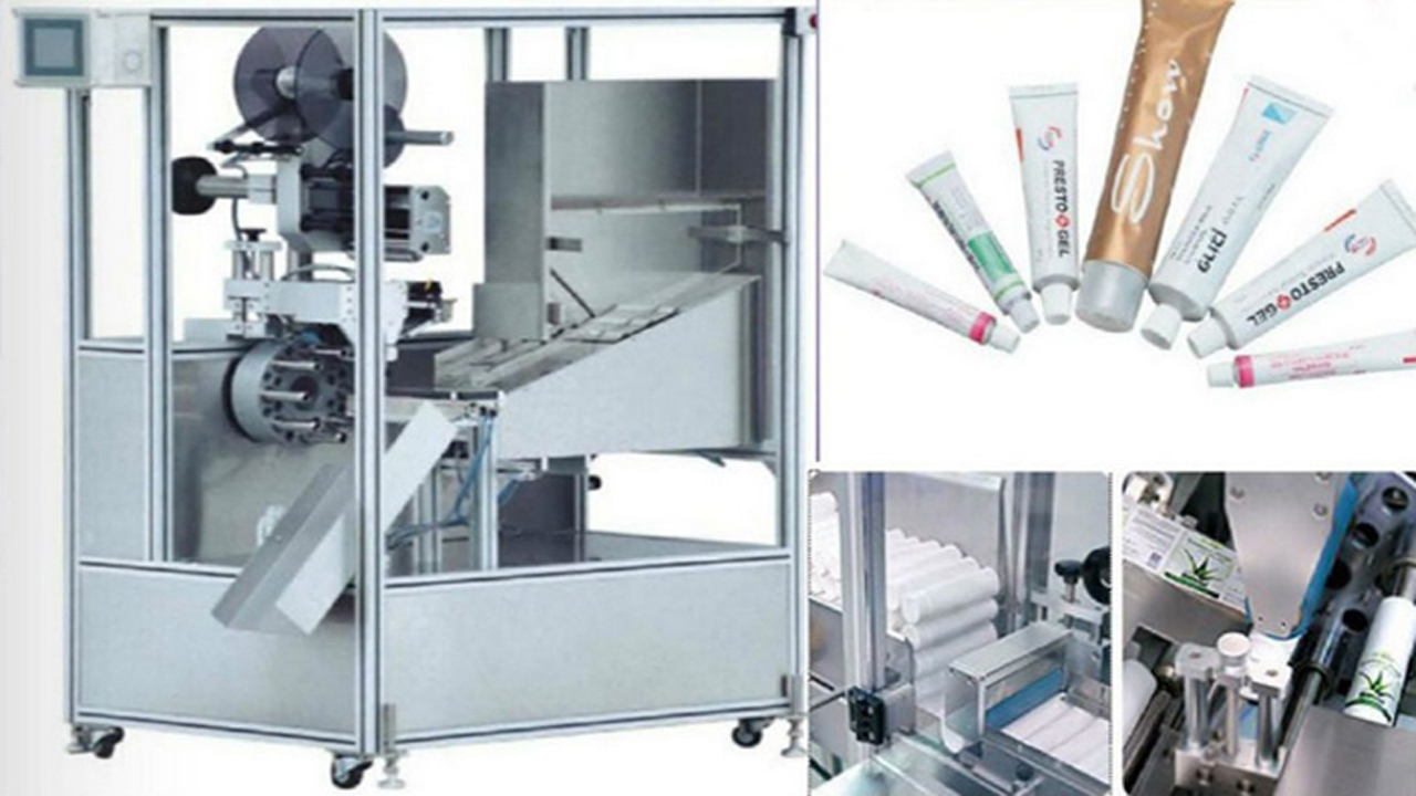 automatic tubes labeling machine with materials feeding system automated for paste cream lotion tubes customed labeller machinery