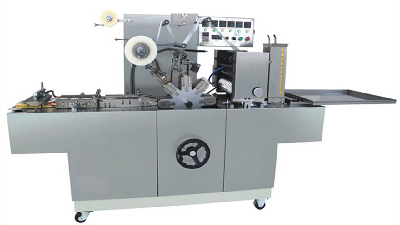Cellophane box overwrapping machine for playing cards fully automatic 3D overwrapper equipment for boxes articles with tear tape