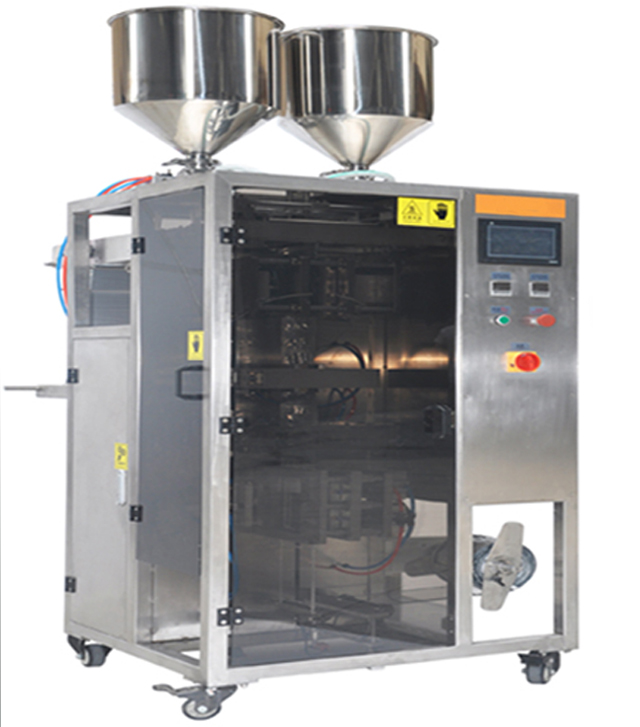 Double lanes irregular bags cosmetic cream liquid gel packaging machinery fully automatic customized bagging packing equipment